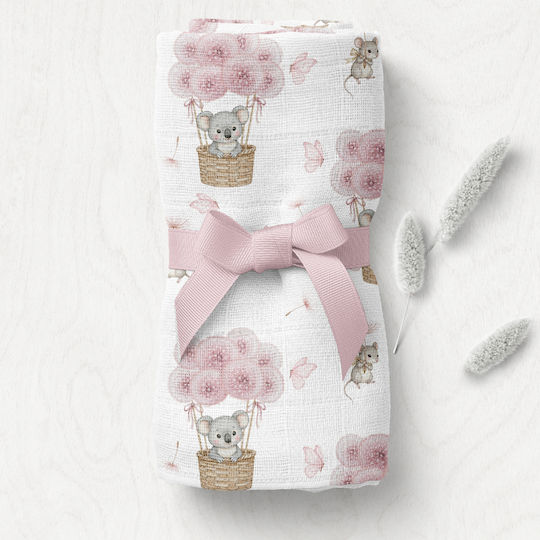 Bocioland Nursery Swaddling Bamboo Pink Blanket 110x110cm