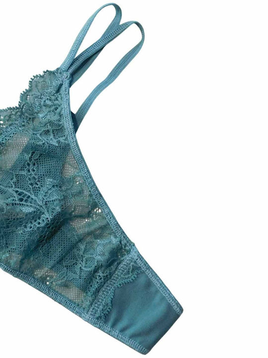 Women's String with Green Lace