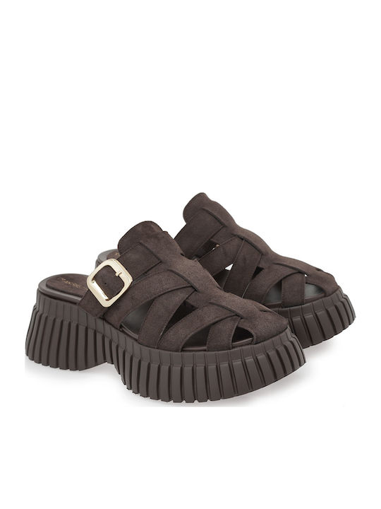 Women's Flat Sandals Flatforms Brown