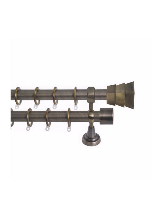 Import Hellas Metallic Curtain Pole No8 Double with Rod Ø25mm 140cm Bronze