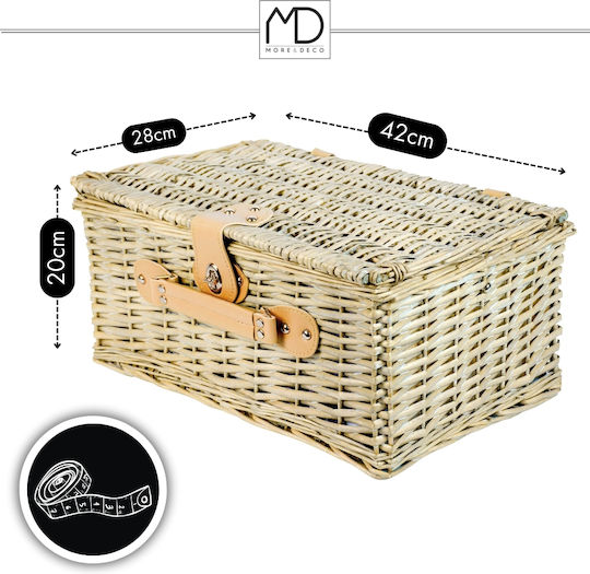 Wicker Picnic Basket 4 People Cutlery Glasses Gift More&deco