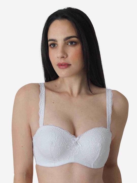 Бял Без презрамки Сутиен с Банели