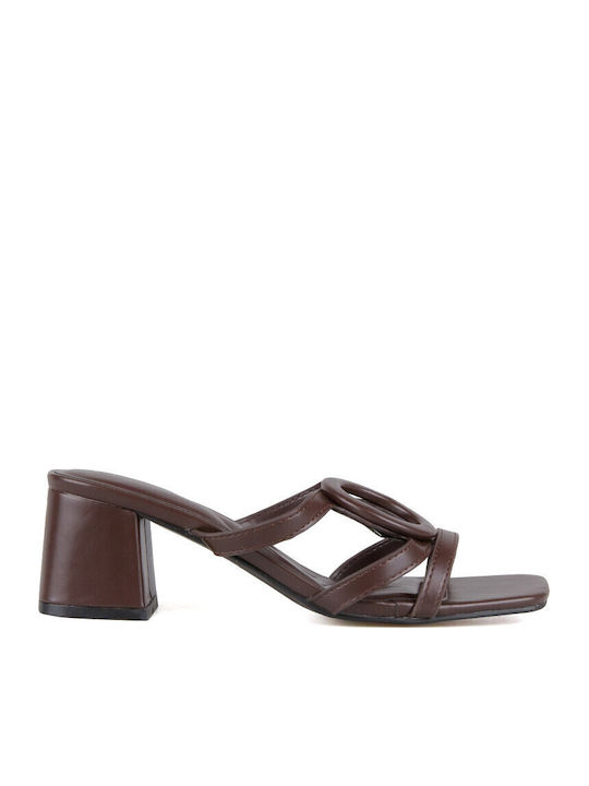 Mules With High Heel In Brown Colour
