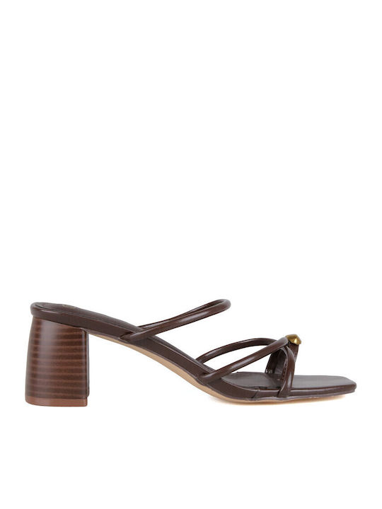 Mules With High Heel In Brown Colour