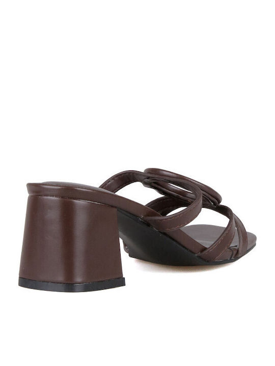 Mules With High Heel In Brown Colour