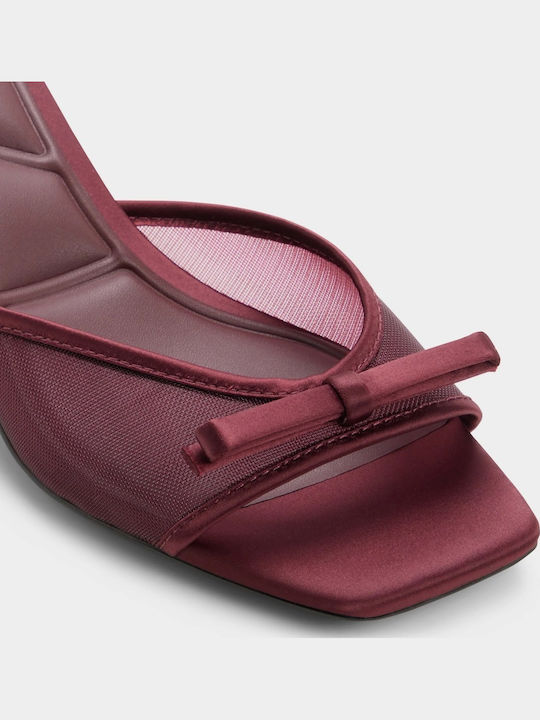 Mules With Low Heel In Burgundy Colour