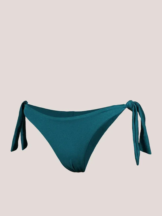 Bikini Slip with Laces Petrol Blue