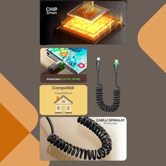 Charging Data Transfer Cable Fast Charge 100w Digikalax 480mbps 1.8m Smart Led Nylon Usb-c To Type-c Black