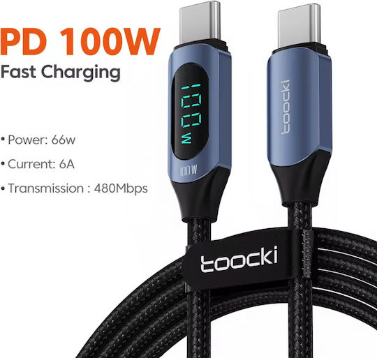 Usb Type-c To Type-c Data Charging Cable 100w 1m Black