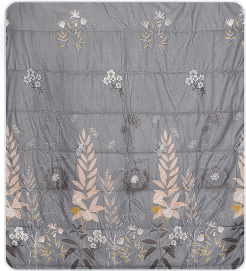 Πάπλωμα Μονό με Γέμιση Microfiber 150x210εκ. Γκρι 150 GSM
