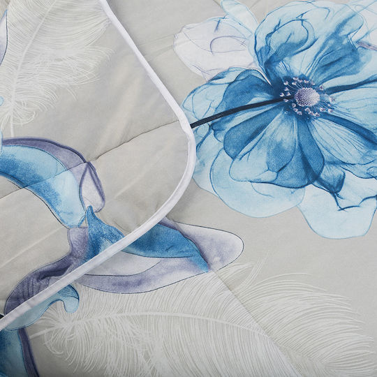 Πάπλωμα Μονό με Γέμιση Microfiber 150x210εκ. Μπλε 150 GSM