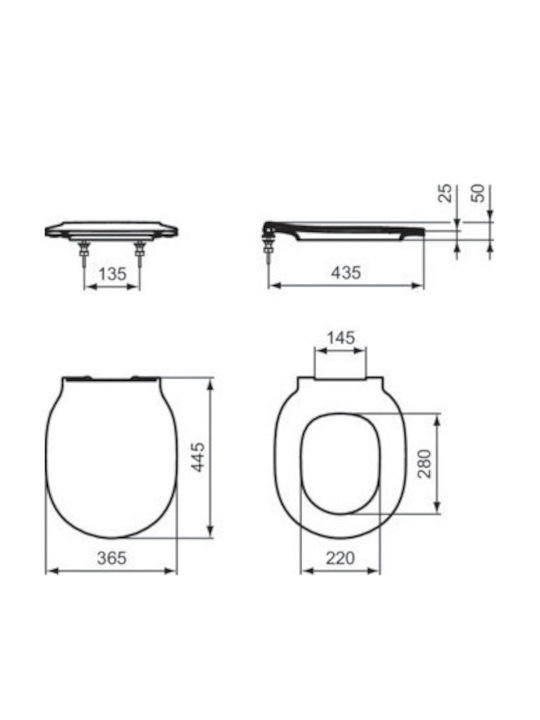 Ideal Standard Connect Air Wandhängende Toilette mit Slim Deckel Sanftes Schließen Weiße