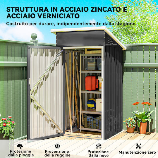 Metal Garden Shed Galvanized with Air Vent L1.075xW0.91xH1.85m