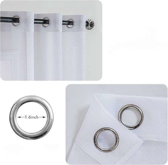 Miulee Σετ Κουρτίνες με Τρουκς White 140x185εκ.