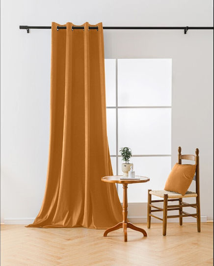 Cotton Market Blackout Curtain With Grommets With Burly Wood 140x250cm