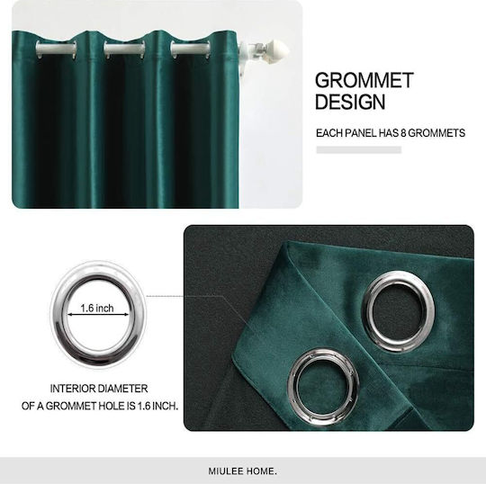 Miulee Set Perdele Opace cu Capse Verzi 140x280 cm Miulee Set Perdele Opace cu Capse Verzi 140x280 cm