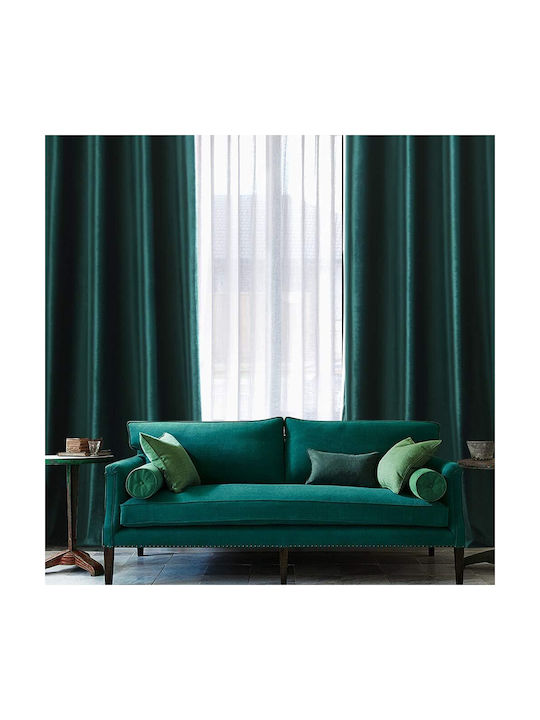 Miulee Σετ Κουρτίνες Συσκότισης με Τρουκς Green 140x280εκ.