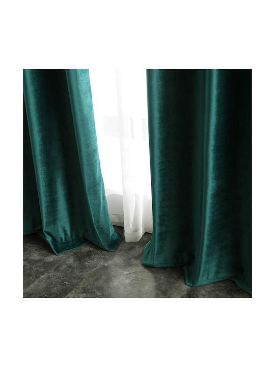 Miulee Σετ Κουρτίνες Συσκότισης με Τρουκς Green 140x280εκ.