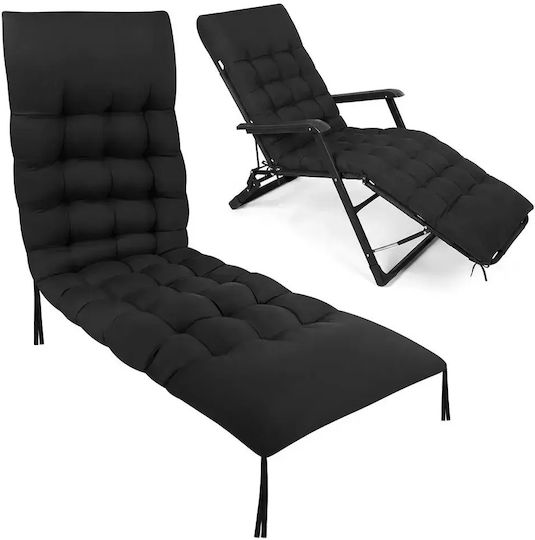 Sonnenbank-Kissen Mit Rückenlehne Schwarz 56x180cm
