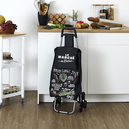 Fabric Shopping Trolley Foldable Black