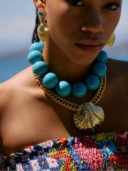 Kaleido Necklace Made Of Blue Resin