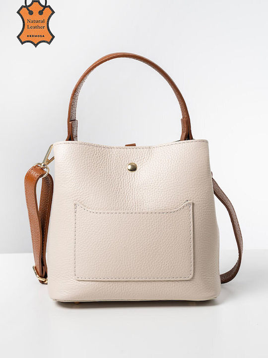 Leder Damen Handtasche in Creme