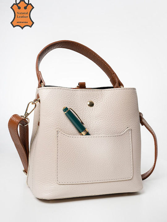 Leder Damen Handtasche in Creme