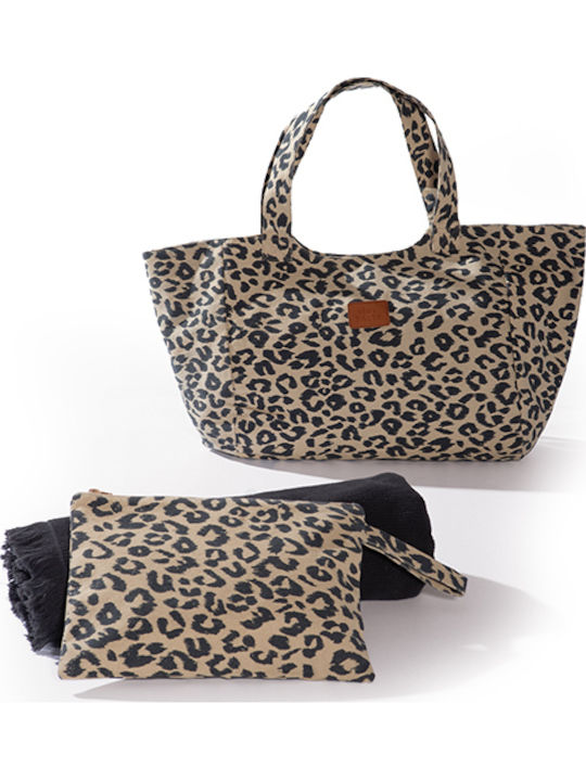 Nef-Nef Homeware Cheetah Υφασμάτινη Τσάντα Θαλάσσης Μπεζ