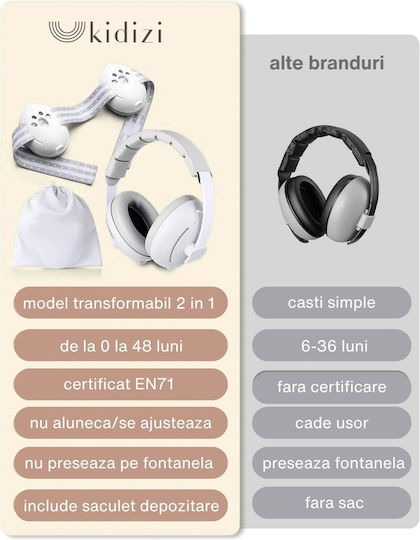 Kidizi Dopuri de urechi pentru copii în culoare gri 2 buc