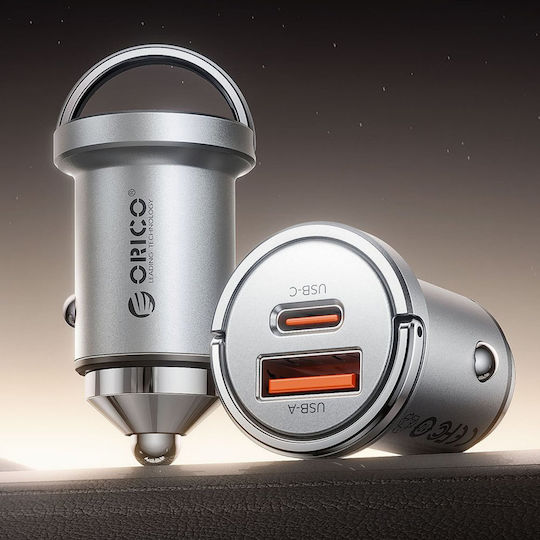 Orico Miniring Pro 45w Usb-a + Usb-c Car Charger Silver Mr-45-1a1c Orico-mr-45-1a1c-sv-ep-hu