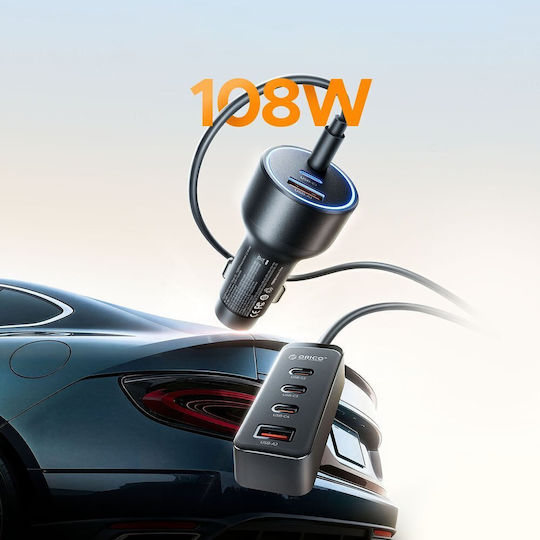Orico Chargeclip 108w Car Charger 2x Usb-a + 4x Usb-c Clip Black Cc-90-2a4c Orico-cc-90-2a4c-bk-ep-hu