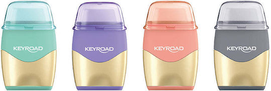Keyroad Ξύστρα Γόμα Διπλή Metallic 6.5x4εκ 4 Χρώματα 1 Τμχ