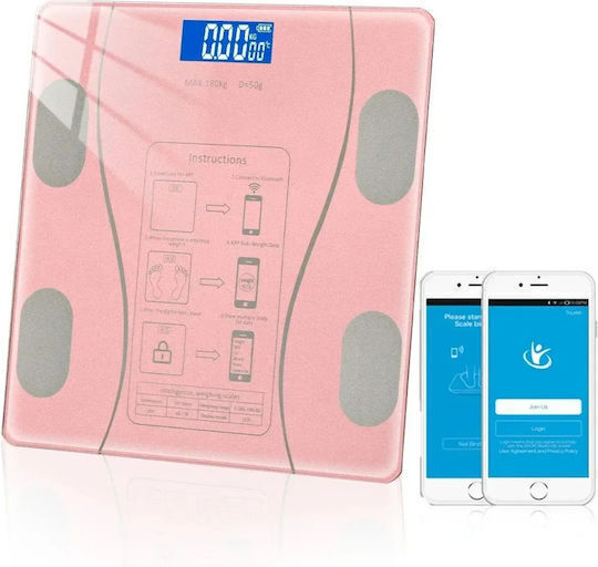SPV Smart Badezimmerwaage 180kg mit Körperfettmessung und Bluetooth Rosa SPV-655-GBGB