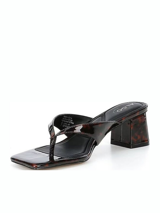Patent Leather Mules With Low Heel In Brown Colour