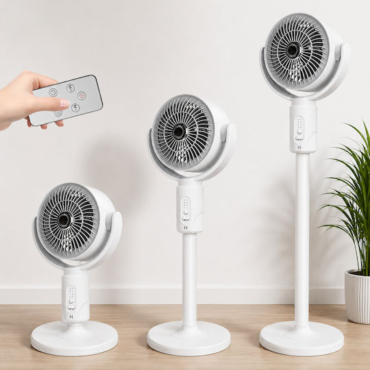 Ventilator Pe Piedestal 10W Diametru 38cm Cu Telecomandă Alb
