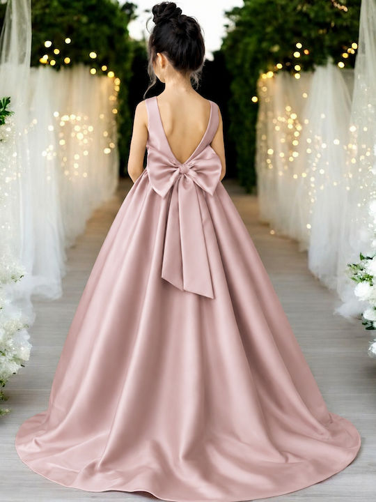 Girls Dress Sleeveless Satin Pink Sapio Milo