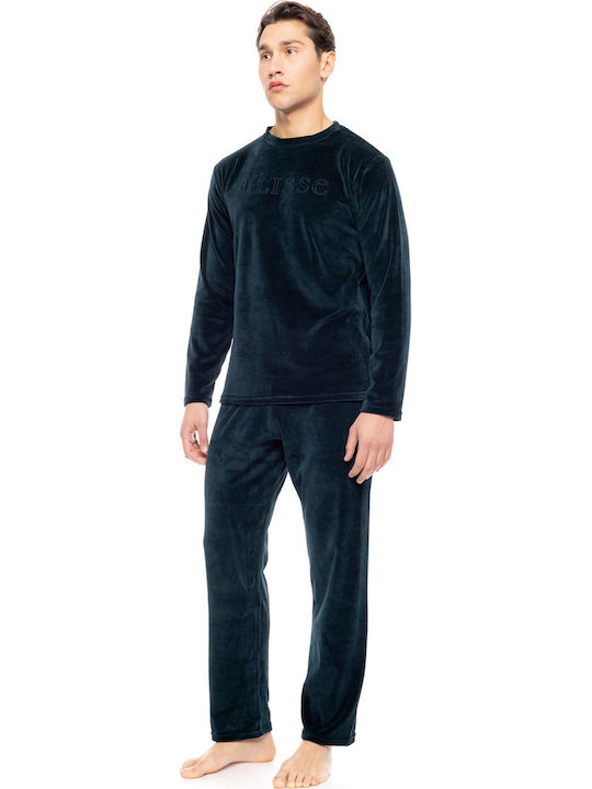 Ulisse Winter Herrenpyjama Baumwollene Oil Grün