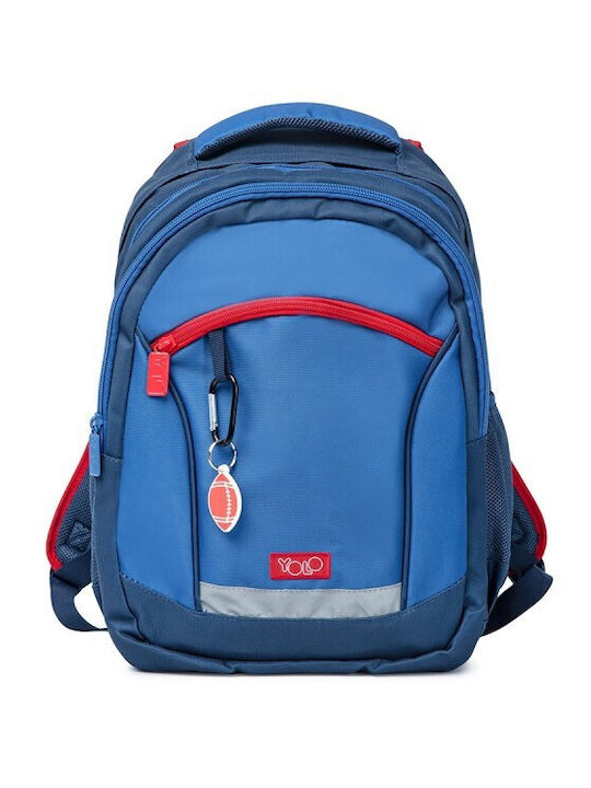 Yolo School Backpack Elementary Blue with Water Bottle Holder 28lt