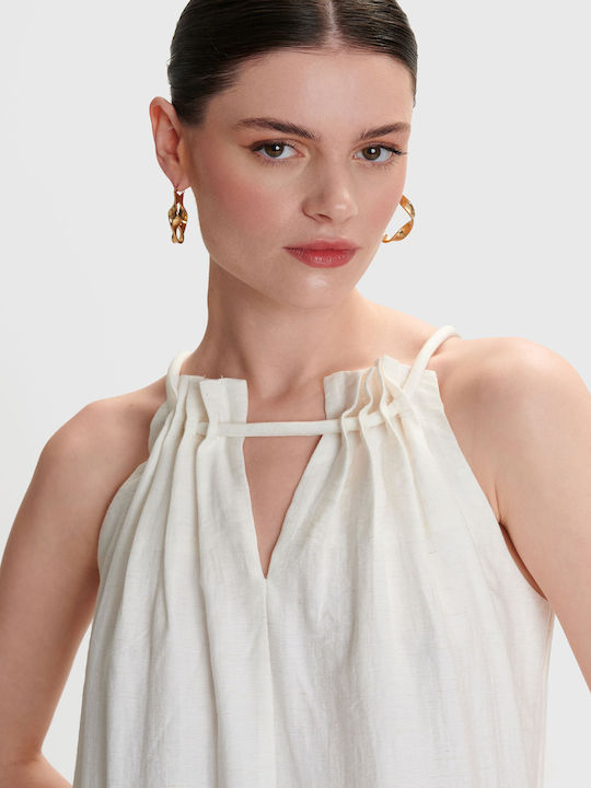 Καλοκαιρινό Midi Φόρεμα Off White
