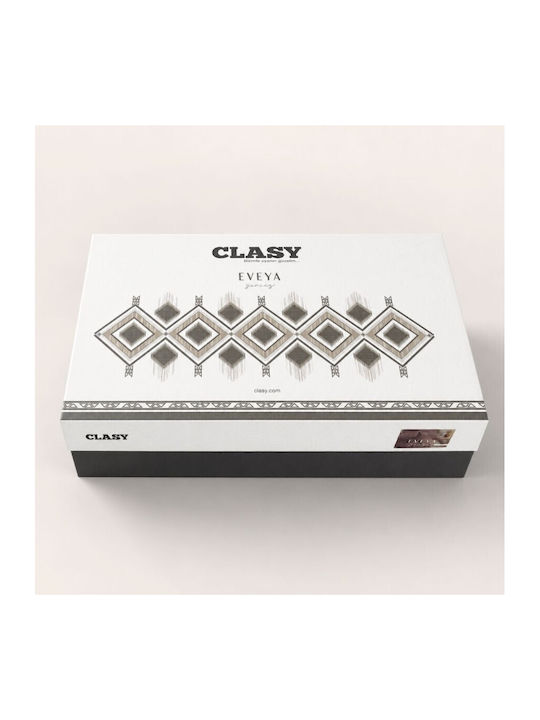Clasy Home Set Huse Pentru Pilote 100% Bumbac 200x220cm Dublu Cu 2 Fețe De Pernă & 1 Cearșaf Gri