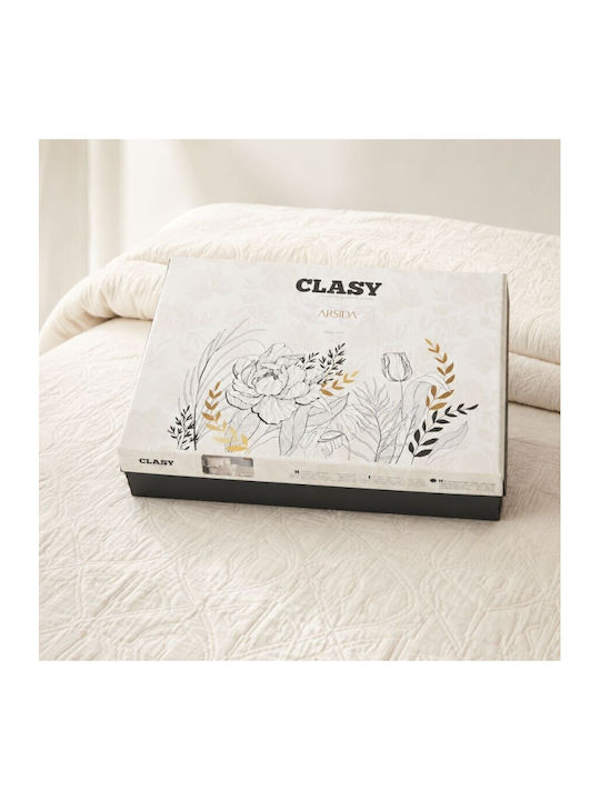 Clasy Home Set Huse Pentru Pilote 100% Bumbac 200x220cm Dublu Cu 2 Fețe De Pernă & 1 Cearșaf Bej