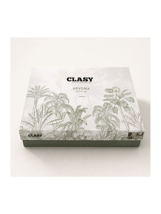 Clasy Home Set Huse Pentru Pilote 100% Bumbac 200x220cm Dublă Cu 2 Fețe De Pernă & 1 Cearșaf Verde