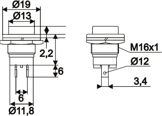Set 5 Comutatoare Momentane SPST 2A 250V Cu Buton Normal Deschis M16 Pentru Panou Albastre Set 5 Bucăți