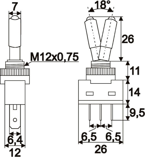 Set 2 Comutatoare cu Led Galbene 12v 20a Cu Manetă On-Off Spst Pentru Panou Auto Set 2 Bucăți