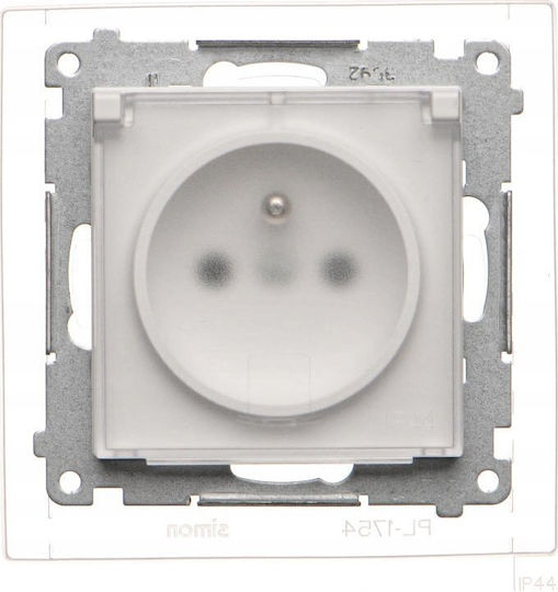 Simon 55 Priză Electrică Ip44 Versiune Garnitură Modul Demontare Rapidă Clapetă Transparentă Alb Mat Tgz1bcz.01/111a