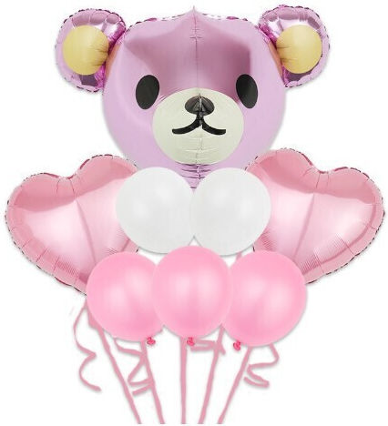 Set 8 Baloane Aniversare Folie Roz Jumbo 60 cm
