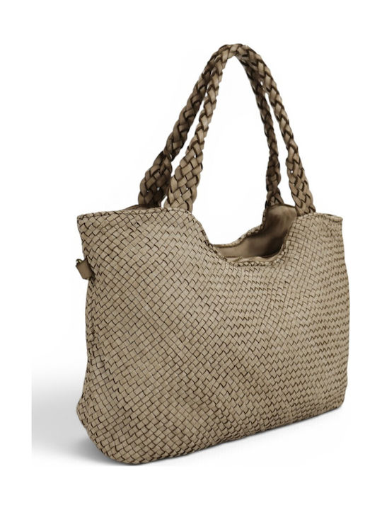 Damentasche Shopper Schulter Leder Taupe