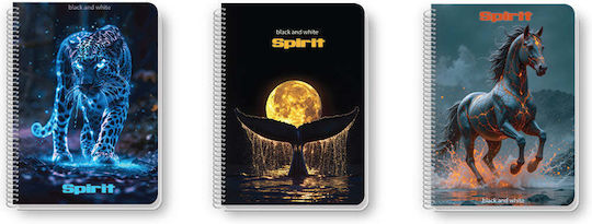 Black & White Spiral Ruled Notebook A4 30 Paper Sheets 2 Subjects (Miscellaneous Designs)