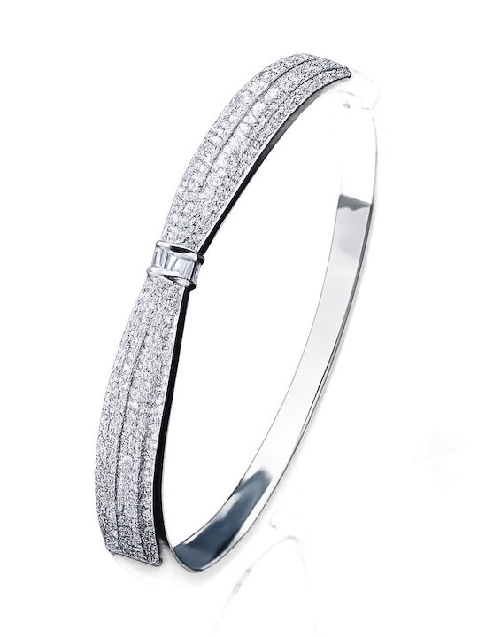 Women's Gold Plated Handcuff Bracelet with Zircon 6cm
