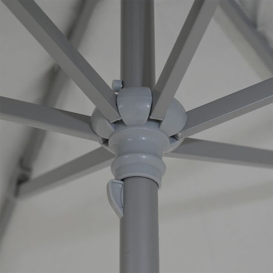 Summer Club Lagoon Beach Umbrella Diameter 2m with UV Protection and Air Duct Silver Beige